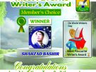 most favorite writer award urdu